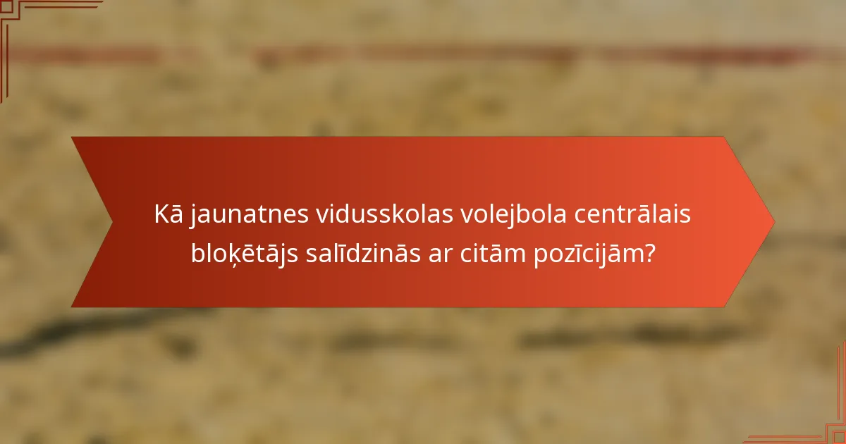 Kā jaunatnes vidusskolas volejbola centrālais bloķētājs salīdzinās ar citām pozīcijām?