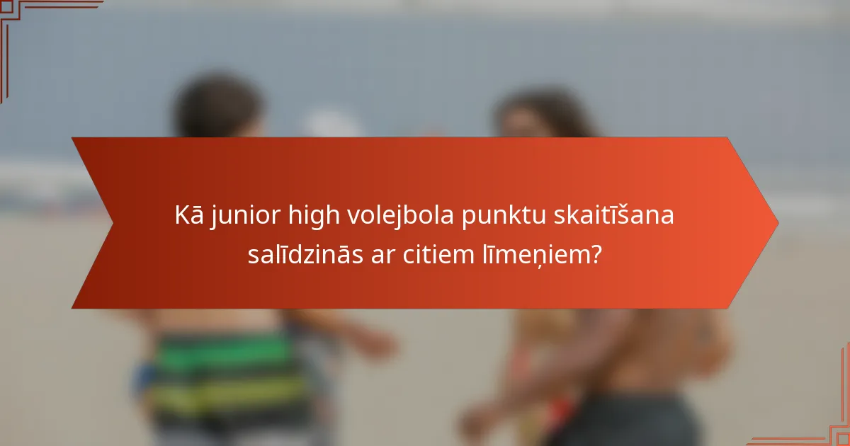 Kā junior high volejbola punktu skaitīšana salīdzinās ar citiem līmeņiem?