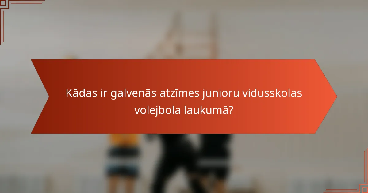 Kādas ir galvenās atzīmes junioru vidusskolas volejbola laukumā?