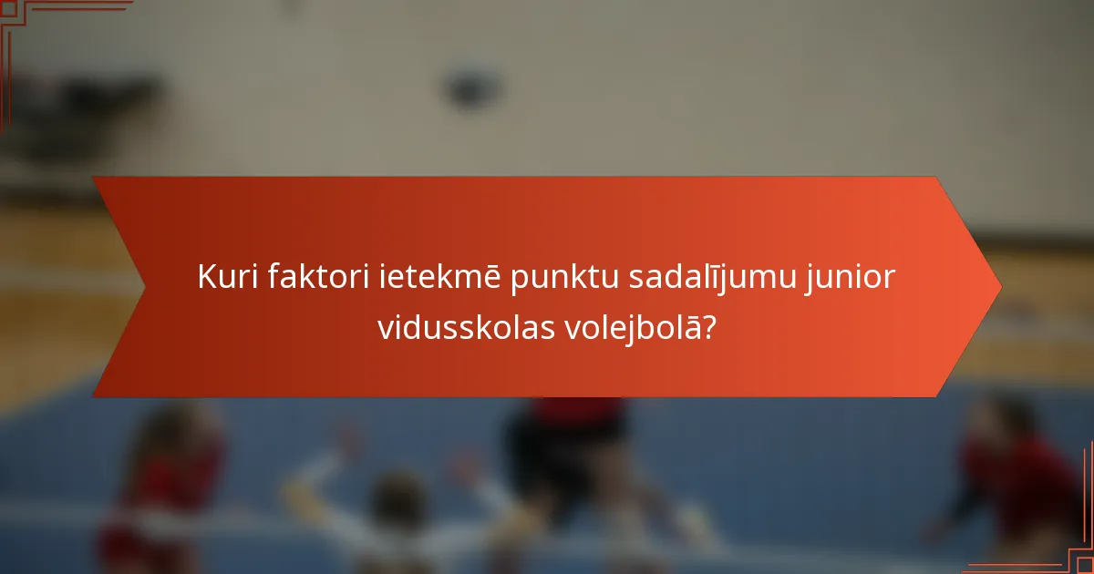 Kuri faktori ietekmē punktu sadalījumu junior vidusskolas volejbolā?